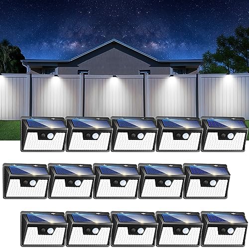 Peasur Solar Outdoor Lights [15 Pack/140LED], Motion Sensor Outdoor Light Ultra-Bright, Solar Powered Security Lights 3 Working Modes, Waterproof for Outside Garden Yard (500LM)