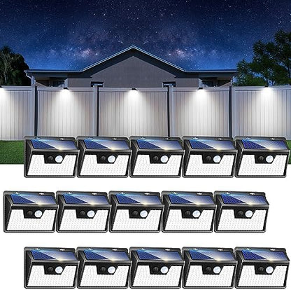 Peasur Solar Outdoor Lights [15 Pack/140LED], Motion Sensor Outdoor Light Ultra-Bright, Solar Powered Security Lights 3 Working Modes, Waterproof for Outside Garden Yard (500LM)