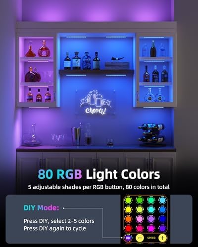 EZVALO 80RGB Color Changing Under Cabinet Lighting, Led Shelf Lights
