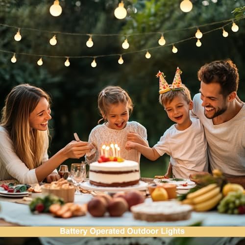 JMEXSUSS Warm White 100 LED Globe Battery Operated Christmas Lights Indoor