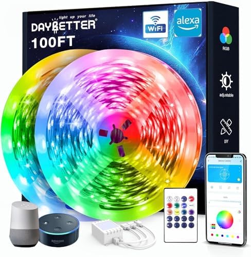 DAYBETTER 100 ft Smart WiFi Led Lights, RGB Led Strip Lights for Bedroom