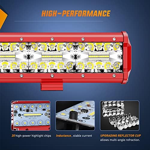 Nilight LED Light Bar 20 Inch with Wiring Kit on Truck SUV UTV, Red Shell