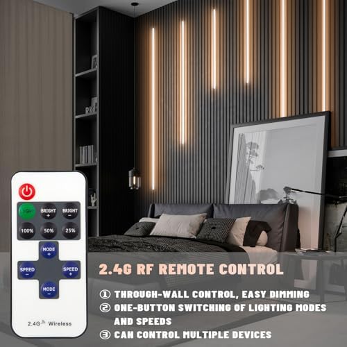 Lichaser 6 Pcs Smart Recessed Lighting for Acoustic Wall Panels, WiFi Warm White LED Strip Lights Compatible with Alexa, Self-Adhesive Black Aluminum LED for Wood Slat Wall Panels (2*16+2*24+2*36 in)