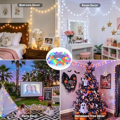JMEXSUSS Connectable 33ft 100 LED Color Changing String Lights for Bedroom