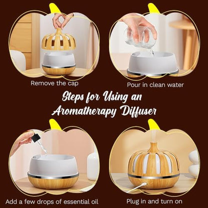 Pumpkin-Shaped Essential Oil Diffuser, with LED Night Light
