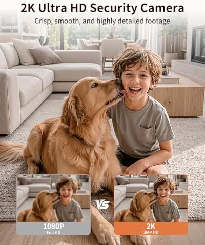 𝟐𝐊 Indoor Cameras for Home Security, for indoor Baby Pet Dog Cat Nanny