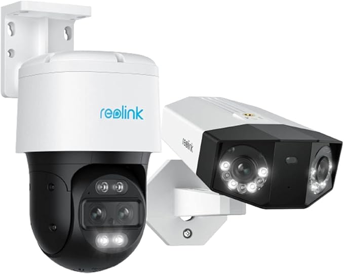 REOLINK 4K Dual-Lens Security Camera System, IP Outdoor Cameras, 1x Duo 2 PoE with 180° Ultra-Wide Angle, Bundle with 1x Trackmix PoE with 6X Hybrid Zoom & Auto Tracking, Color Night