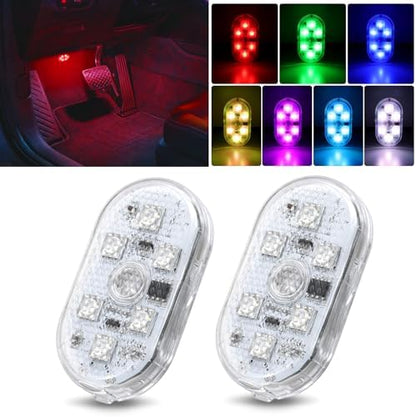 Nilight 2 PCS 7 Colors Wireless Magnetic RGB LED Interior Lights