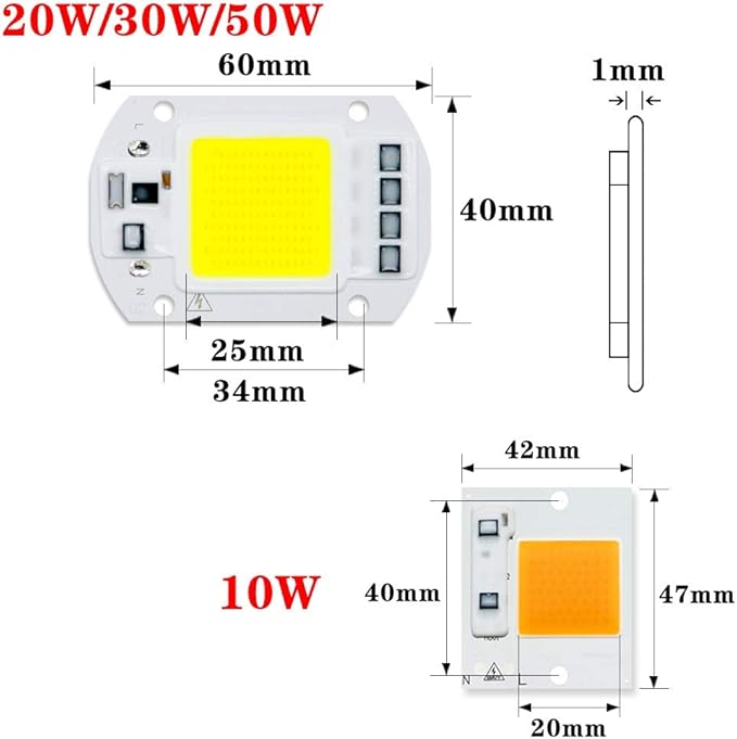 Indoor Lighting, Pack of 1, LED COB CHIP Lamp AC110V 10W/20W/30W/50W Smart IC DIY Floodlight Bulb Outdoor Chip Lamp(Full Spectrum,110V 10W)