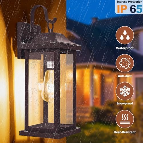 2-Pack Large Bronze Outdoor Light Fixtures for House