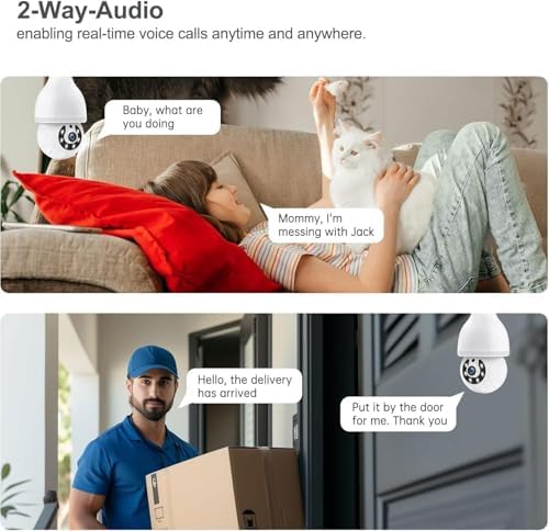 Light Bulb Security Camera, 5G&2.4GHz WiFi Light Bulb Cameras Wireless Outdoor Indoor, Lightbulb Camera for Home Security, Two-Way Talk,Color Night Vision, Motion Detection & Real-time Alarm
