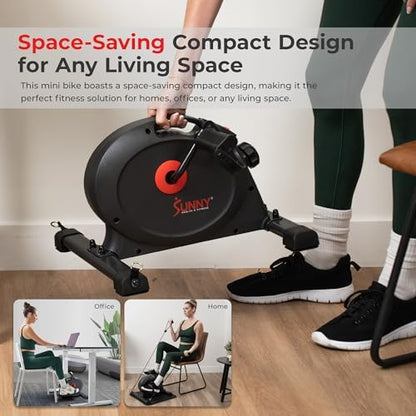 Sunny Health & Fitness Smart Mini Cycle, Under Desk Pedal Arm/Leg Exerciser | Dual Function, Low-Impact Cycle Workout, Rehab/Recovery, Space-Saving Design, Mesh-Belt Resistance, SunnyFit App Connectivity
