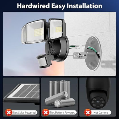 Security Lights Motion Outdoor with Dusk to Dawn, Hardwired Floodlights
