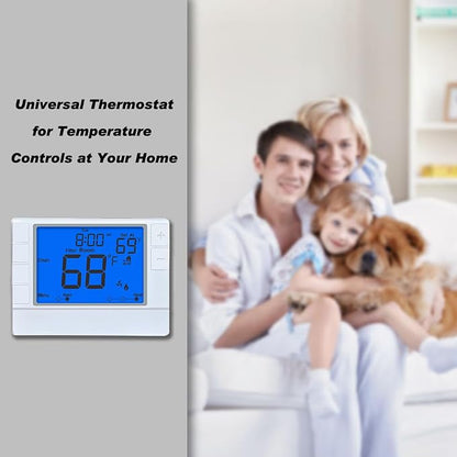 Programmable Thermostat, Thermostat for Home HVAC Systems,Multi-Stage, 2 Heat/2 Cool, Blue Backlight