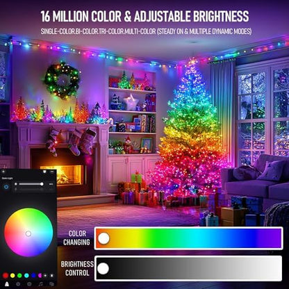 TW SHINE Smart Christmas Lights, 300 LED 98.5FT Color Changing Halloween String Lights Clear Wire with Remote & APP, Waterproof RGB Christmas Tree Light for Outdoor Indoor Decorations