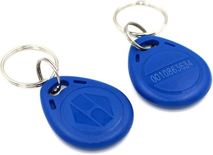 (Pack of 100) 125KHz RFID Access Control Keyfobs Proximity EM4100 TK4100 Keychains Smart ID Keycard for Door Electric Lock System NFC Token tag (Blue)