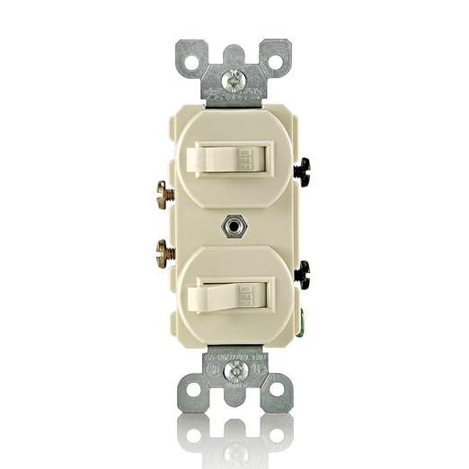 Leviton 15 Amp, 120/277 Volt, Duplex Style Single-Pole/Single-Pole Combination Switch, 5224-2I, Ivory