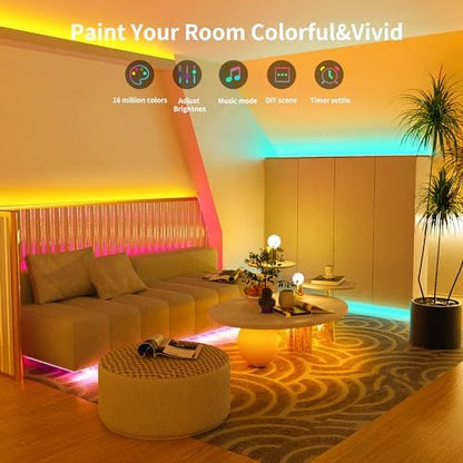 Ledagic Led Lights for Bedroom 100ft (1 Roll), RGB Led Lights Music Sync
