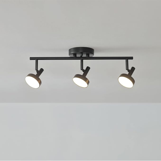 Globe Electric 64000007 19" 3-Light 22.5W Dimmable LED Integrated Track Lighting, Matte Black, Lighting for Kitchen, Bathroom, Bedroom, or Dining Room, Living Room Ceiling Lights, Light Fixture