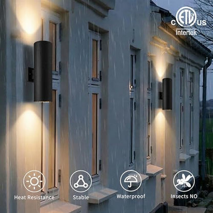 mirrea 18" Modern Outdoor Porch Light in 2 Lights, Matte Black, 4 Pack