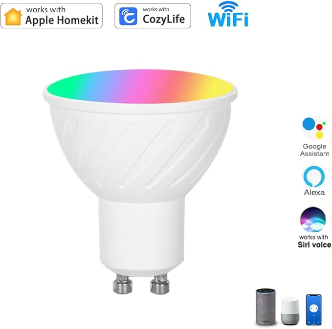 Homekit GU10 Smart Dimmable RGBCW LED Light Bulbs Works with Homekit Siri Voice Control 5W