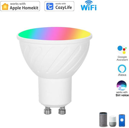 Homekit GU10 Smart Dimmable RGBCW LED Light Bulbs Works with Homekit Siri Voice Control 5W