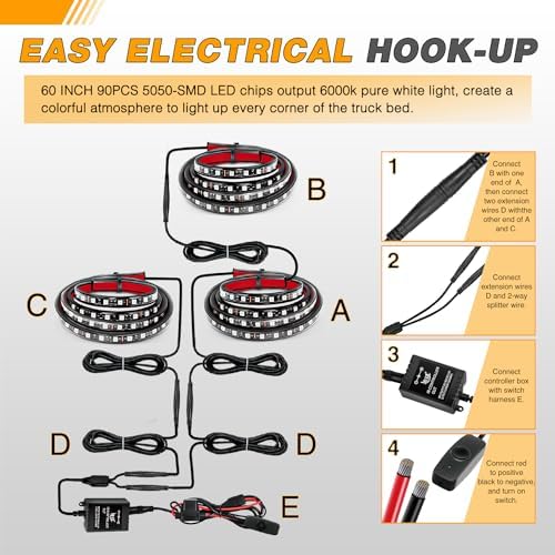 GOOACC RGB Truck Bed Light Strip 3PCS 60" 270 LEDs Neon Accent Lighting