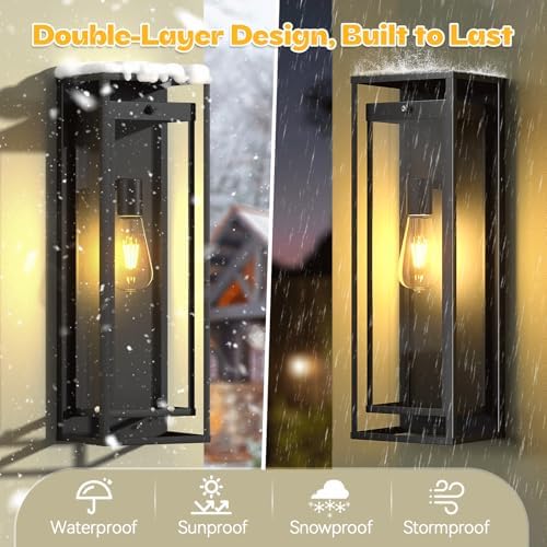20in Large Outdoor Wall Light Dusk to Dawn Sconce Exterior Lighting Fixture