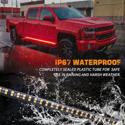 XRIDONSEN 2 Pack 70-inch Truck Red Running Board Emergency Lights Strip