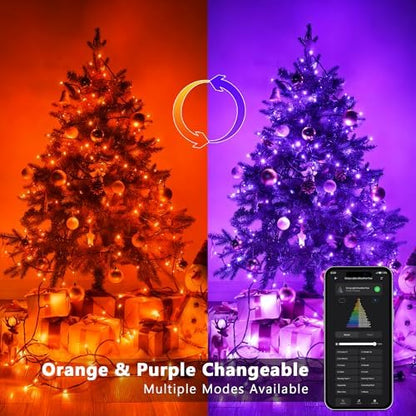 ODEETRONIC Smart Purple Orange Halloween Lights, 98 ft 300 LED String Light