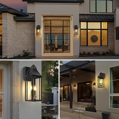 18IN Dusk to Dawn Outdoor Light Fixture, 2-E12 Base Patio Light