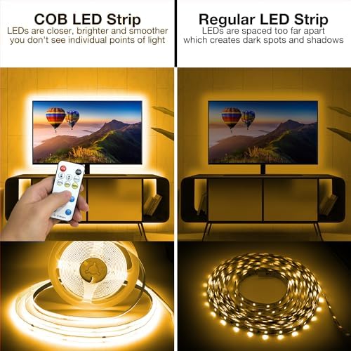 DAYBETTER COB LED Strip Lights,LED Lights for Bedroom 16.4ft,Warm White