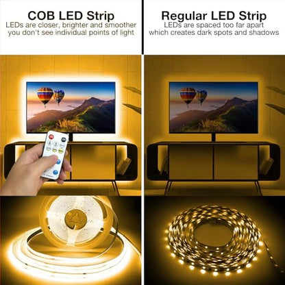 DAYBETTER COB LED Strip Lights,LED Lights for Bedroom 16.4ft,Warm White