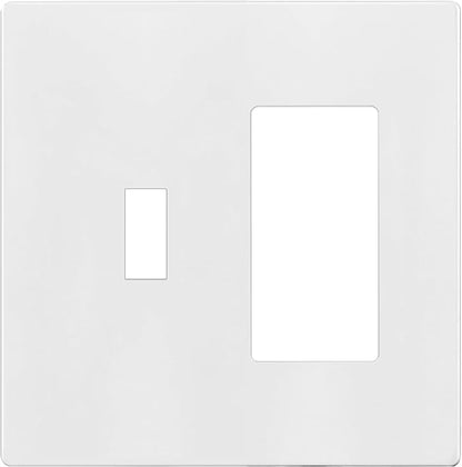 ENERLITES Combination Toggle Light Switch/Decorator Light Switch Plate, Double Switch Wall Plate, Standard Size 2-Gang 4.68" x 4.73", Polycarbonate Thermoplastic, Gloss Finish, SI881131-W, White
