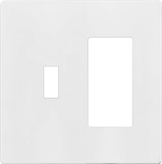 ENERLITES Combination Toggle Light Switch/Decorator Light Switch Plate, Double Switch Wall Plate, Standard Size 2-Gang 4.68" x 4.73", Polycarbonate Thermoplastic, Gloss Finish, SI881131-W, White