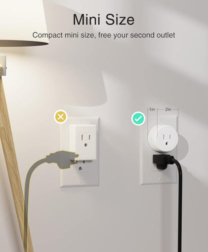 GHome Smart Mini Smart Plug Works with Alexa and Google Home, WiFi Smart Outlet Socket Remote Control Timer Function, Only 2.4GHz Network, No Hub Required, ETL FCC Listed, White