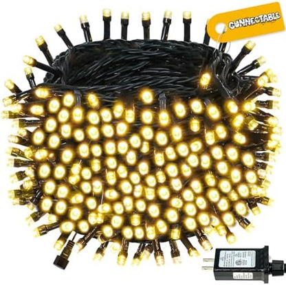 Connectable 99Ft 300LED Christmas String Lights Outdoor Indoor, Warm White