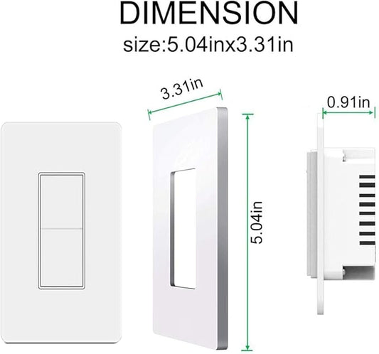 Smart Light Switch, WiFi Smart Double Switch Button, Compatible with Alexa and Google Home, Remote Control with Timing Funtion, No Hub Required,Smart Life APP Provides Control from Anywhere