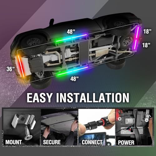 OPT7 Aura DreamColor Underglow Chasing Lights for Car with APP & Remote
