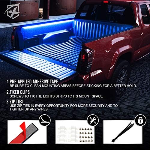 Xprite 2PCS 60" Blue LED Truck Bed Lights Strip Kit with On/Off Switch