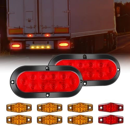 Nilight LED Trailer Light Kit Oval Taillight Diamond Shaped Marker Lights