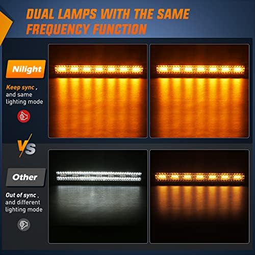 Nilight 20inch Light Bar 4inch Pod Amber White Strobe 6 Modes Light Kit