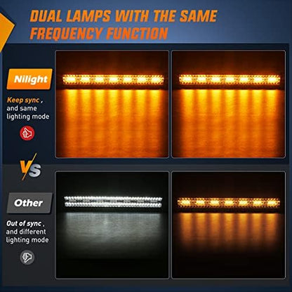 Nilight 20inch Amber White Strobe 6 Modes 420W LED Light Bar