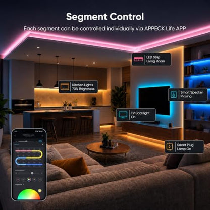 APPECK 16.4ft LED Strip Lights, RGBW Strip Lighting with APP Control