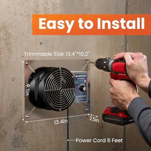 Abestorm 260CFM Crawl Space Ventilation Fan, IP-55 Rated Commercial Stainless Steel Vent Fan with Humidistat & Thermostat, 6.7 Inch Ventilator with Isolation Mesh for Crawlspace, Basement, Garage