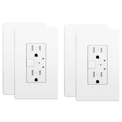 Matter Smart in-Wall Outlet, Apple&Google Home, Alexa, 2.4Ghz 15A, 4Pack