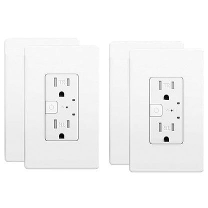 Matter Smart in-Wall Outlet, Apple&Google Home, Alexa, 2.4Ghz 15A, 4Pack
