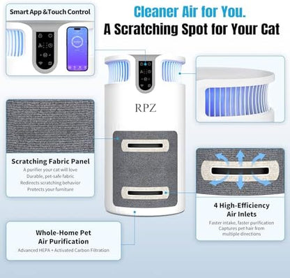 RPZ Smart Pet Air Purifier with WiFi, Washable HEPA Filter