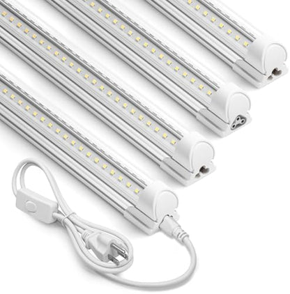 Barrina T8 LED Shop Lights 2FT, 20W 3000LM 6500K, 4 Pack High Output Tube
