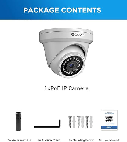 4COVR 4K PoE Security IP Camera Outdoor IP67, 8MP UHD Wired Surveillance Dome Camera with Smart Human/Vehicle Detection, 110° Wide View Angle 2.8mm Lens, 18Pcs IR LED HD 100ft Night Vision, LY97AX8MA